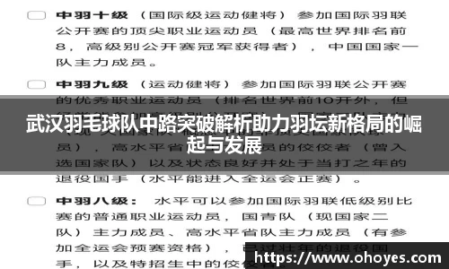 武汉羽毛球队中路突破解析助力羽坛新格局的崛起与发展